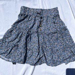 Blue Ditsy Floral Mini Skirt
